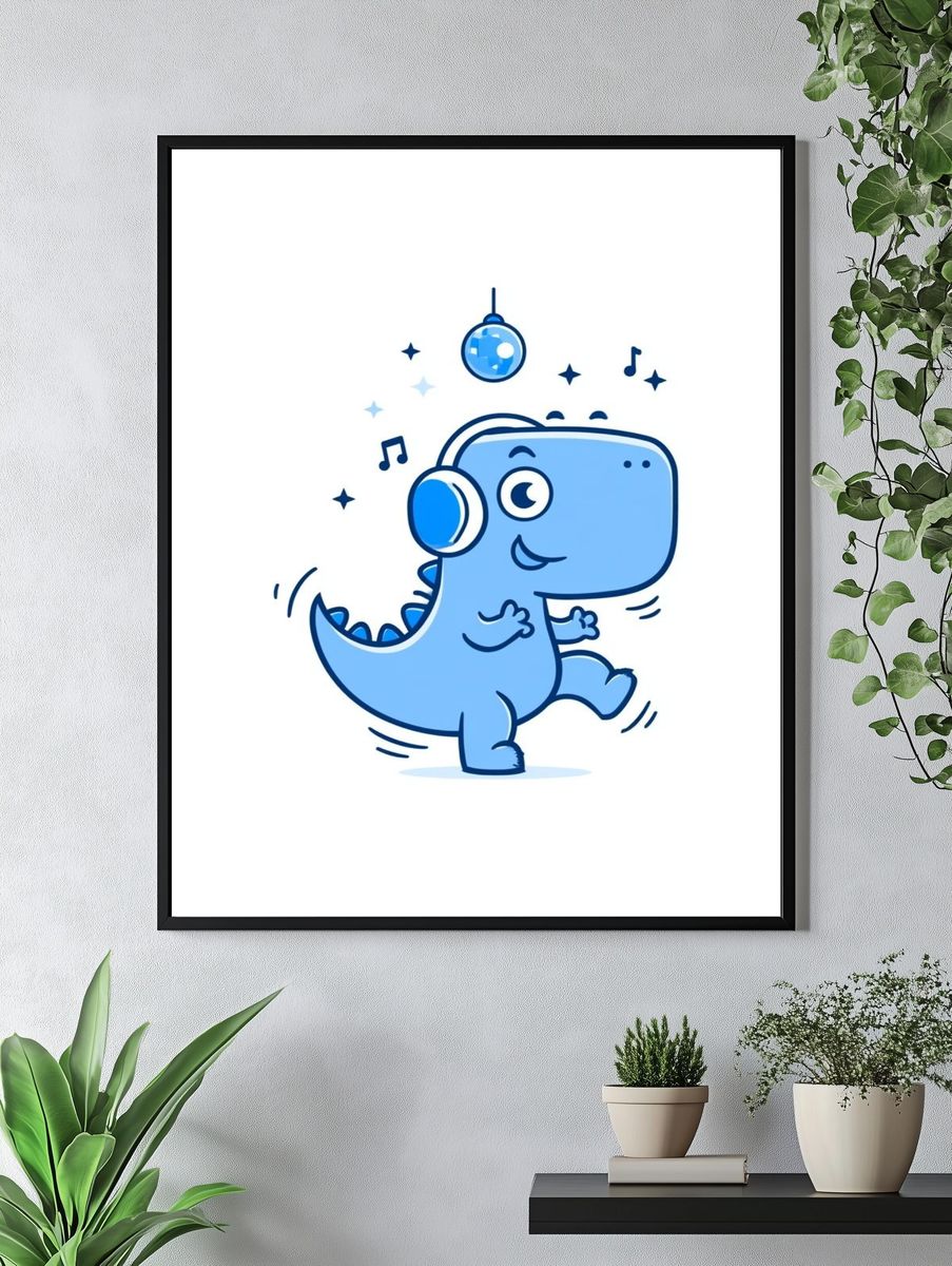 Dancing Dino Kids Print. — room view 4