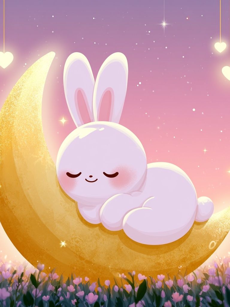Sleeping Bunny Moon Poster. poster detail