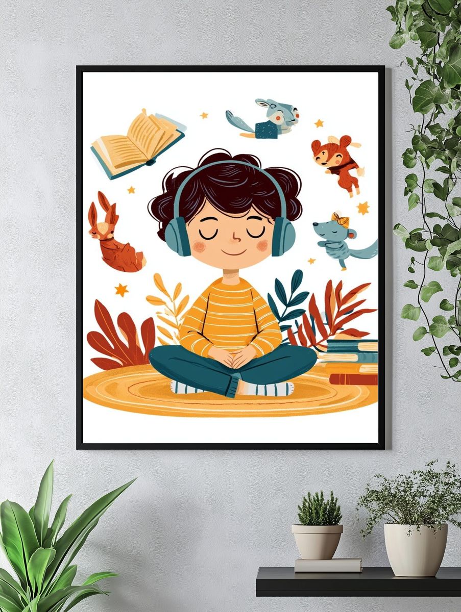 Reading Child Illustration Poster. — room view 4