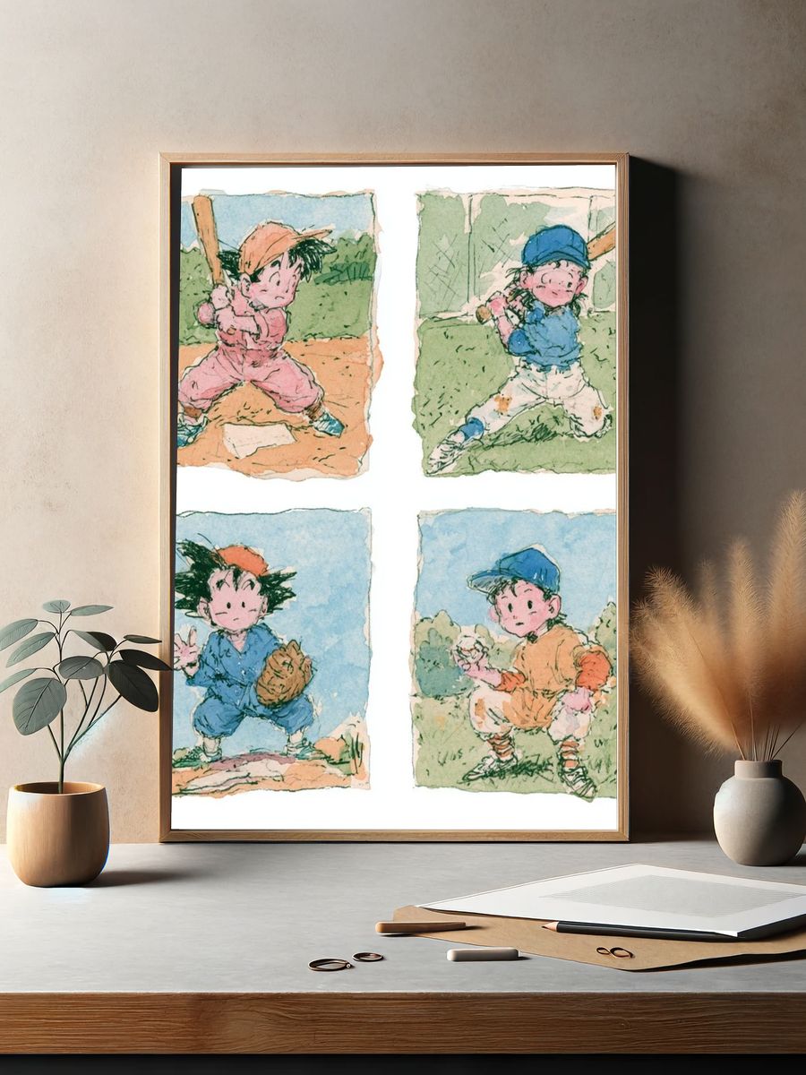 Baseball Kids Watercolor Print. — room view 2