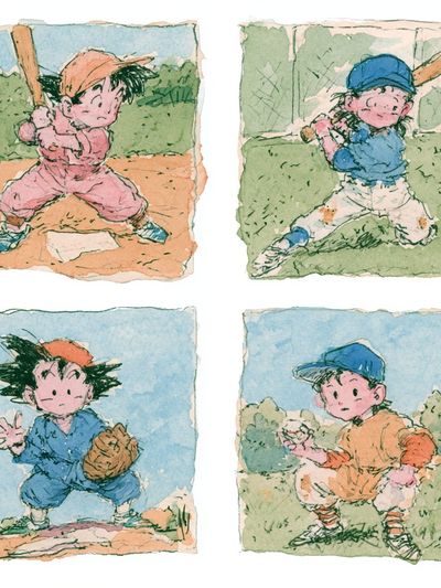 Baseball Kids Watercolor Print.