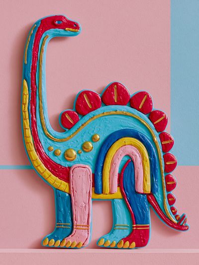 Colorful Dinosaur Sculpture Poster. poster