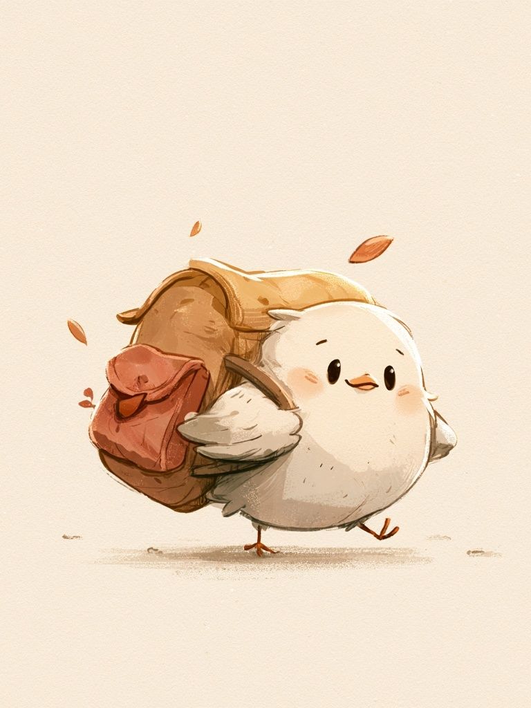 Cute Chick with Backpack Illustration Poster. poster — kids art