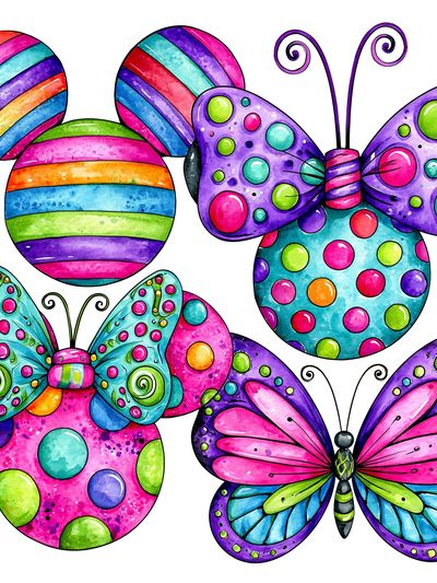 Whimsical Butterfly and Mouse Print. poster
