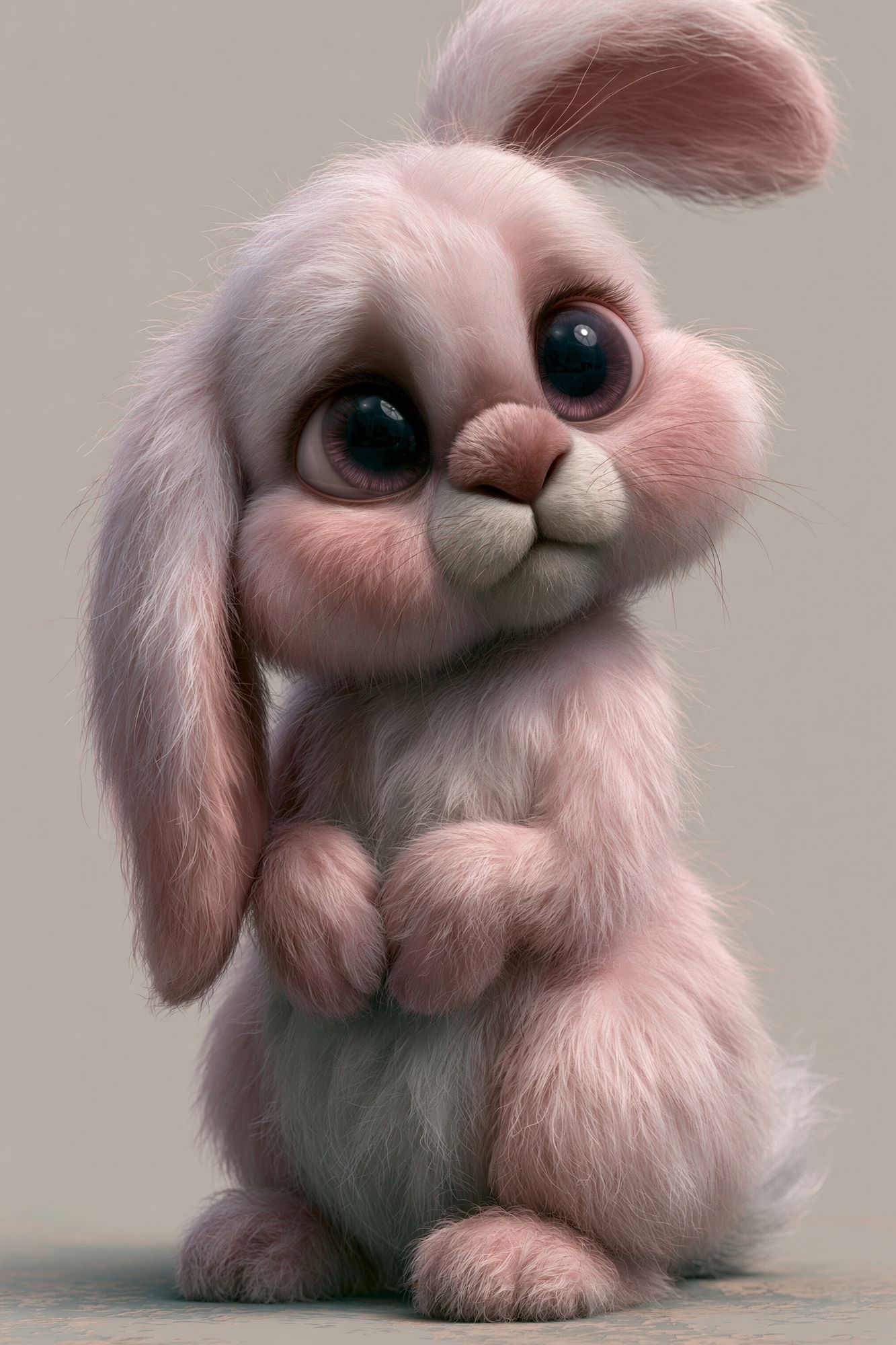 Pink Bunny Portrait Print. poster — kids art