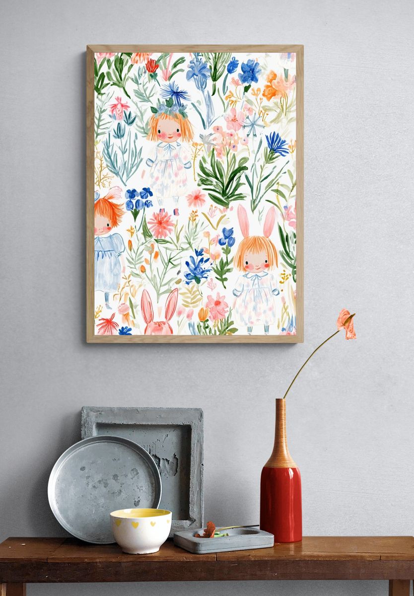 Floral Children Watercolor Print. — room view 3