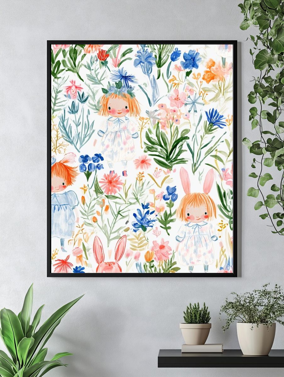Floral Children Watercolor Print. — room view 4