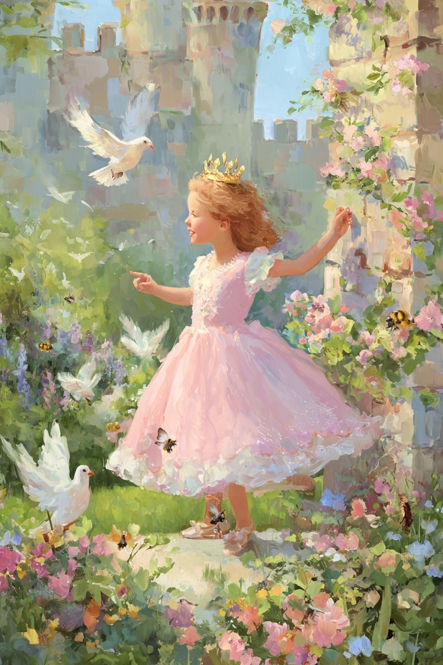 Little Princess in Garden — Fine Art Print. poster detail