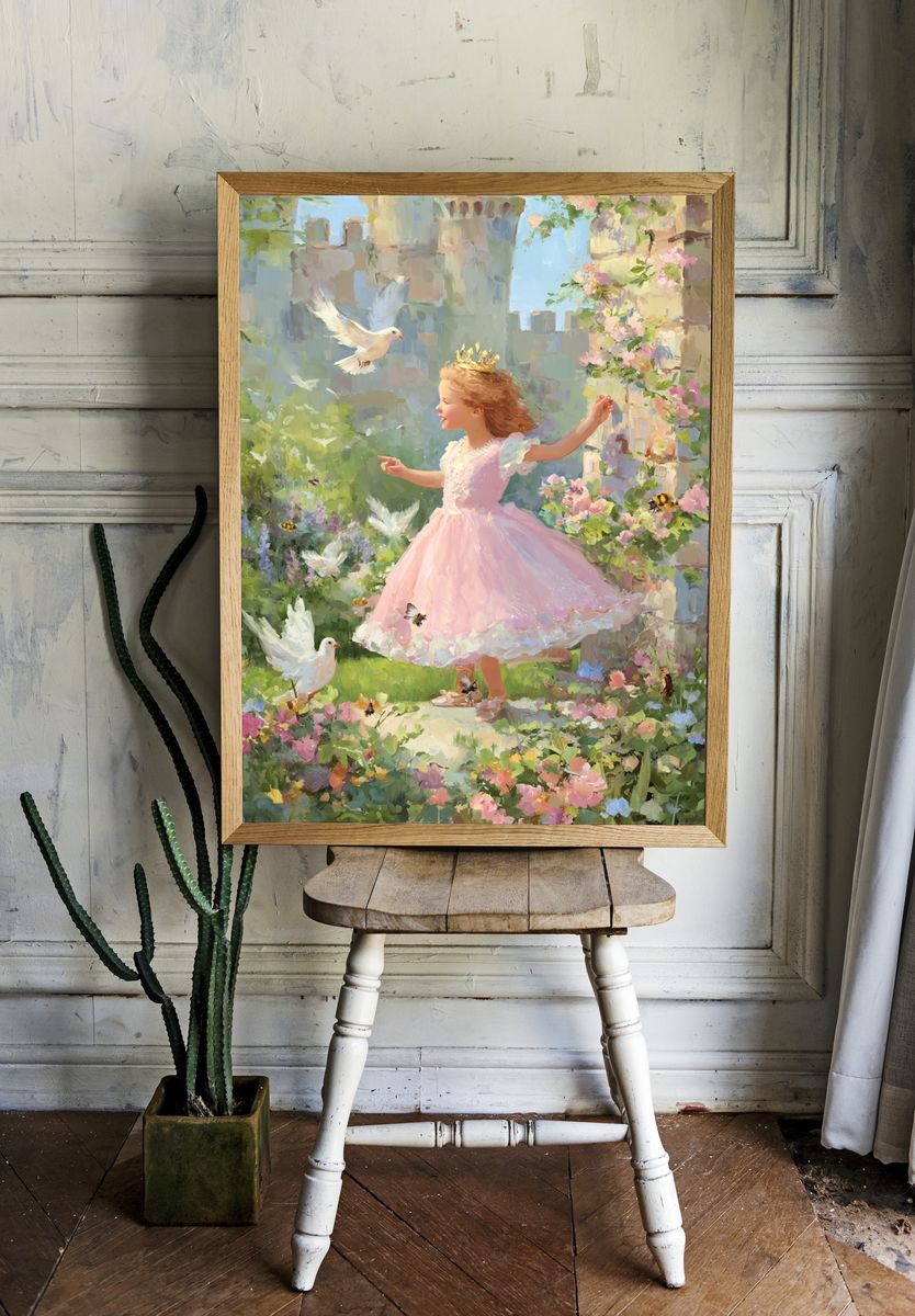 Little Princess in Garden — Fine Art Print. room preview