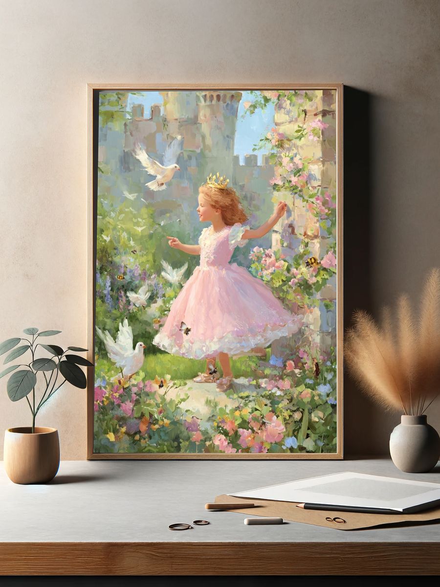 Little Princess in Garden — Fine Art Print. — room view 2