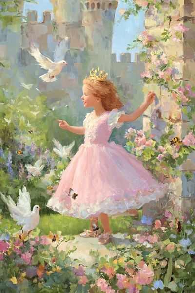 Little Princess in Garden — Fine Art Print. poster print