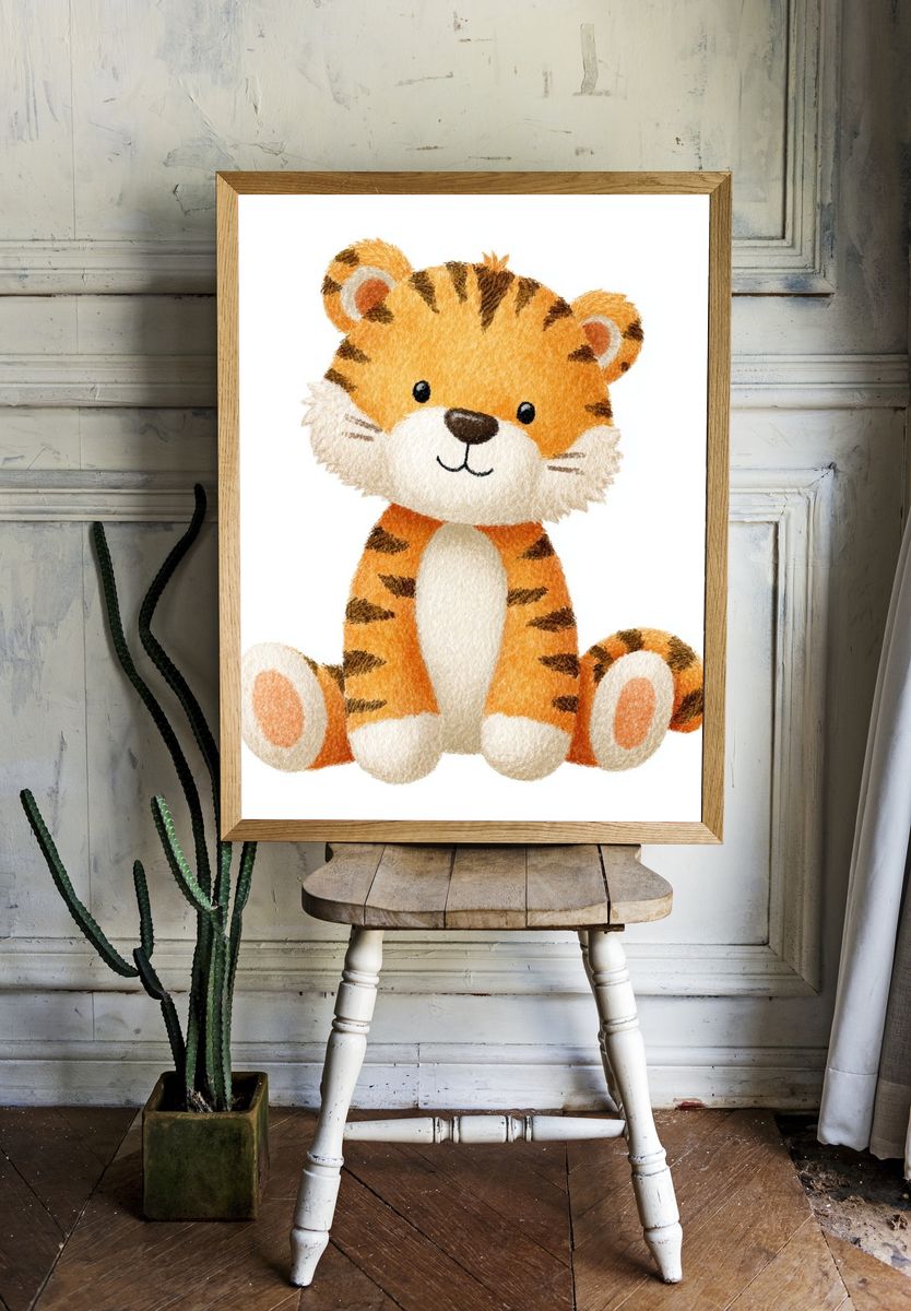 Cute Tiger Nursery Illustration Poster room preview