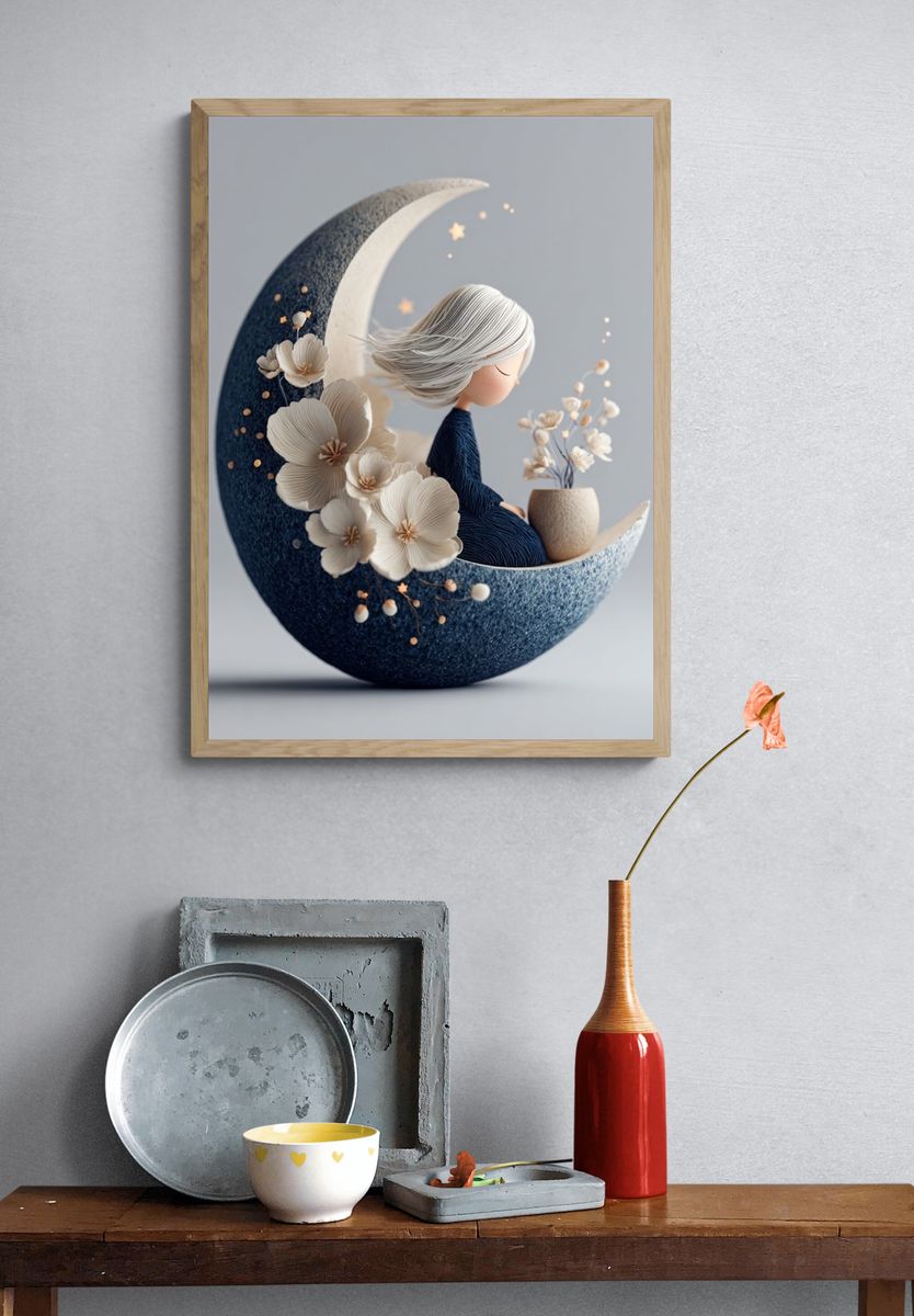 Moon Girl Dreamscape Print. — room view 3