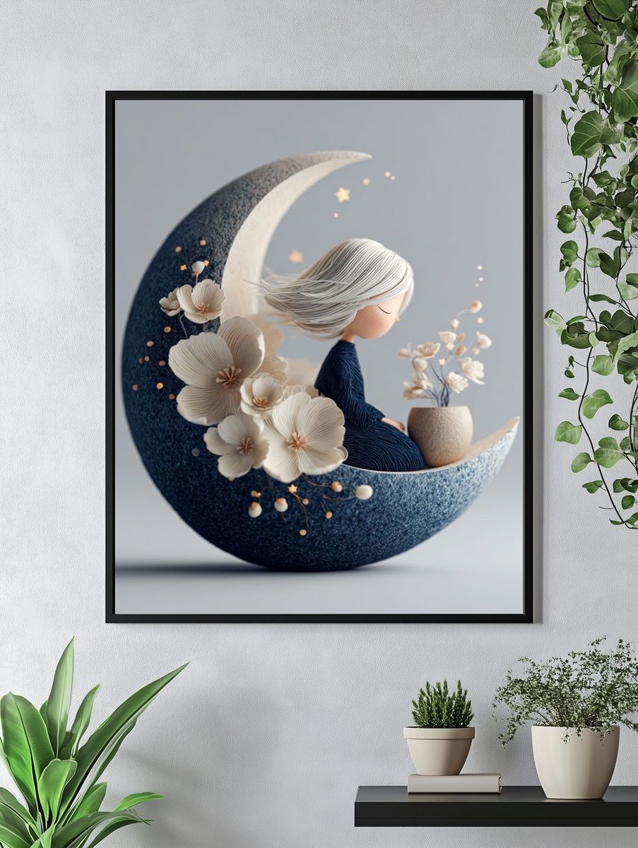 Moon Girl Dreamscape Print. — room view 4