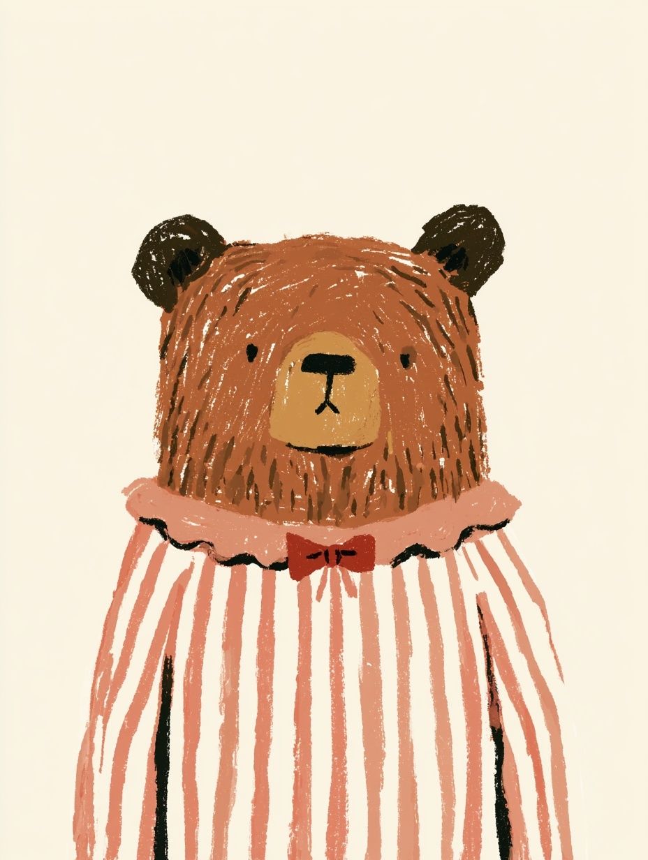 Striped Bear Illustration Poster. poster detail
