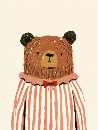 Striped Bear Illustration Poster. poster
