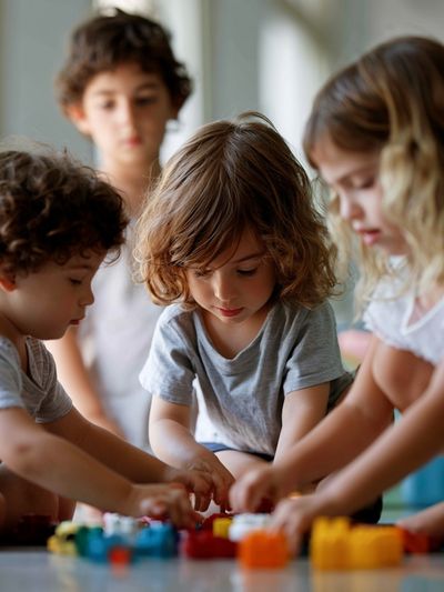 Children Playing Together Photography Poster.