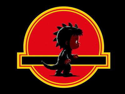 Cute Dinosaur Emblem Poster. poster