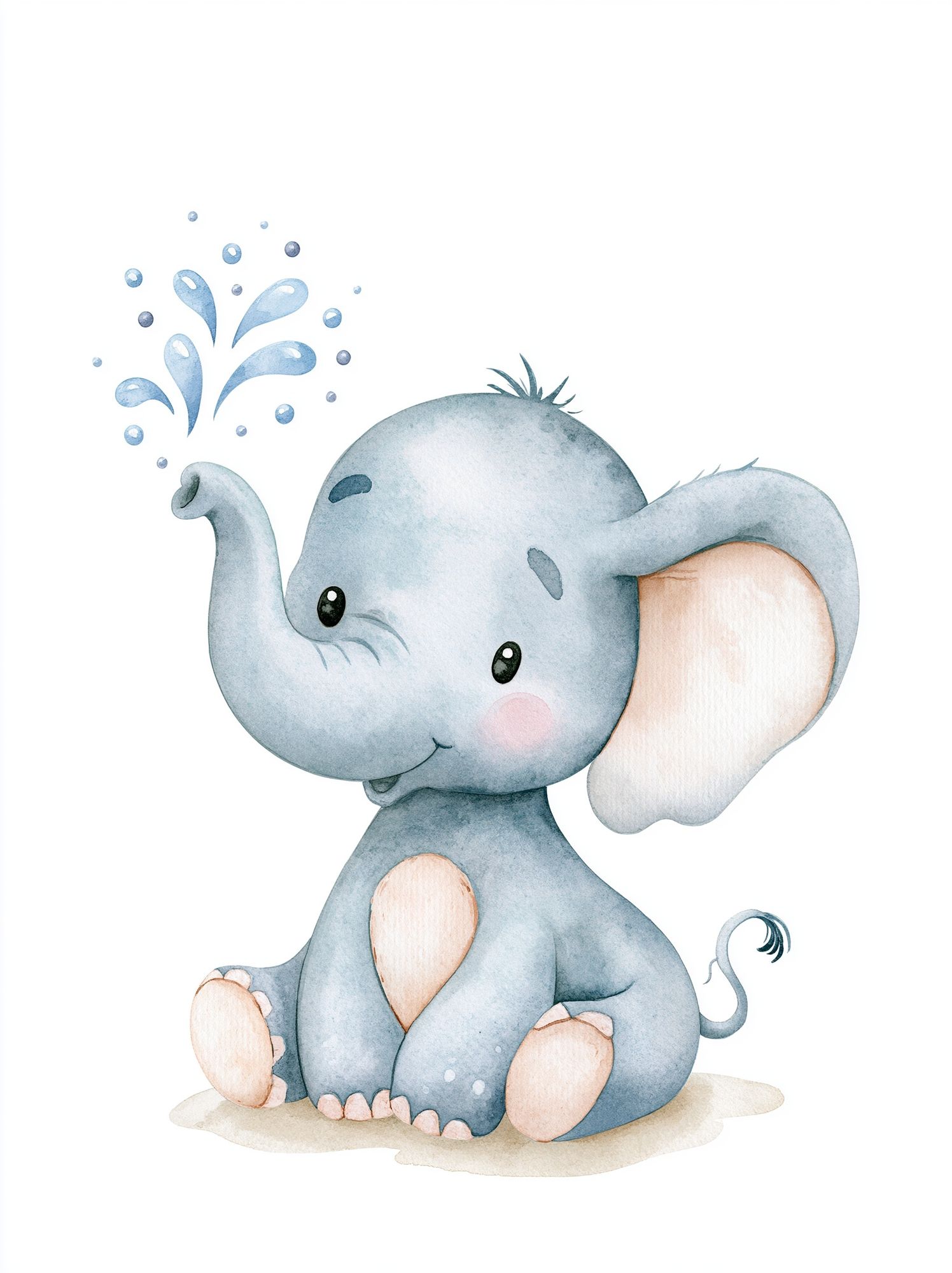 Baby Elephant Watercolor Poster. poster detail