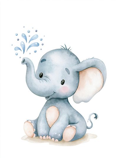 Baby Elephant Watercolor Poster. poster