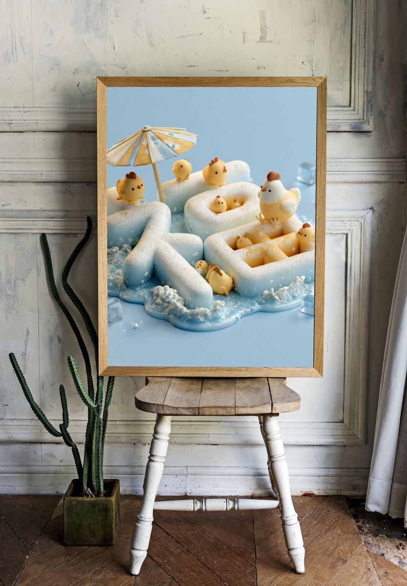 Cute Chick Pool Party Poster. — room view 1