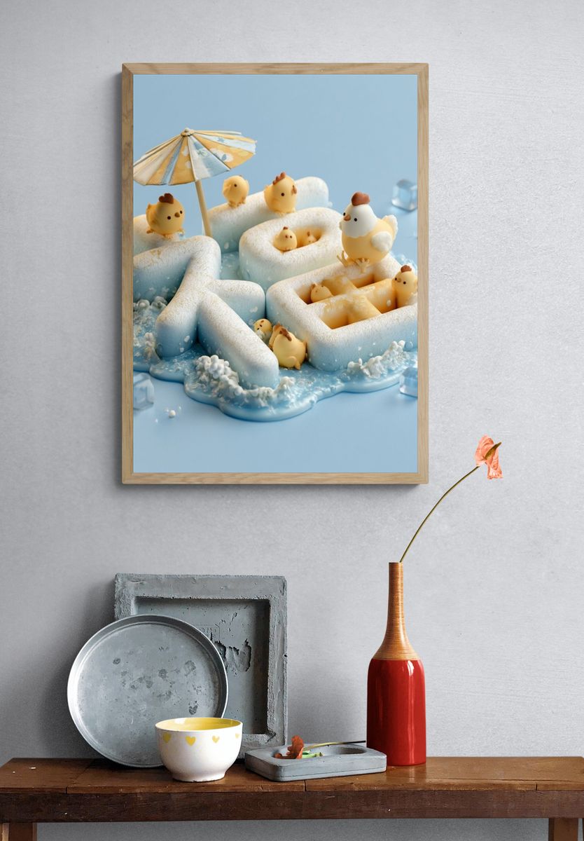 Cute Chick Pool Party Poster. — room view 3