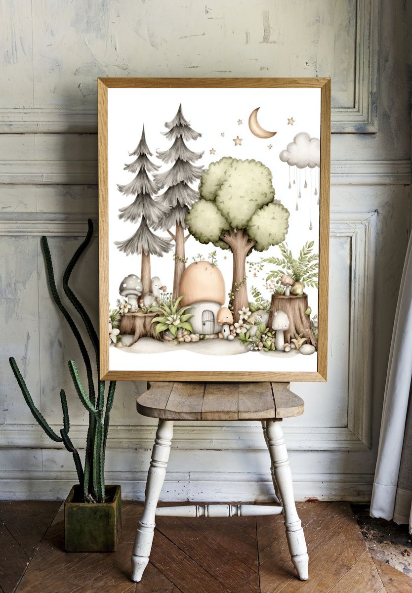Whimsical Forest Nursery Print room preview