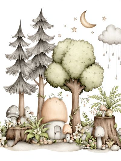 Whimsical Forest Nursery Print. poster print