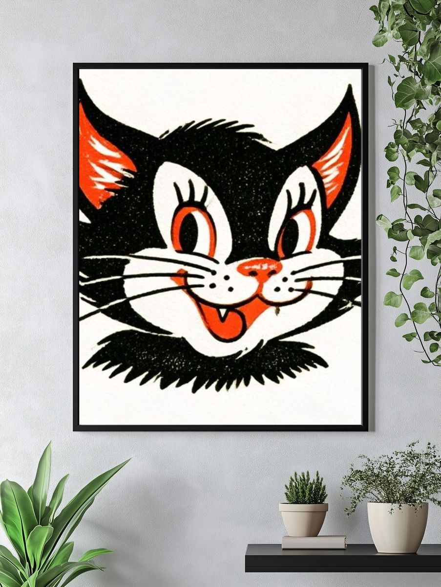 Smiling Cat Face Illustration Poster. — room view 4