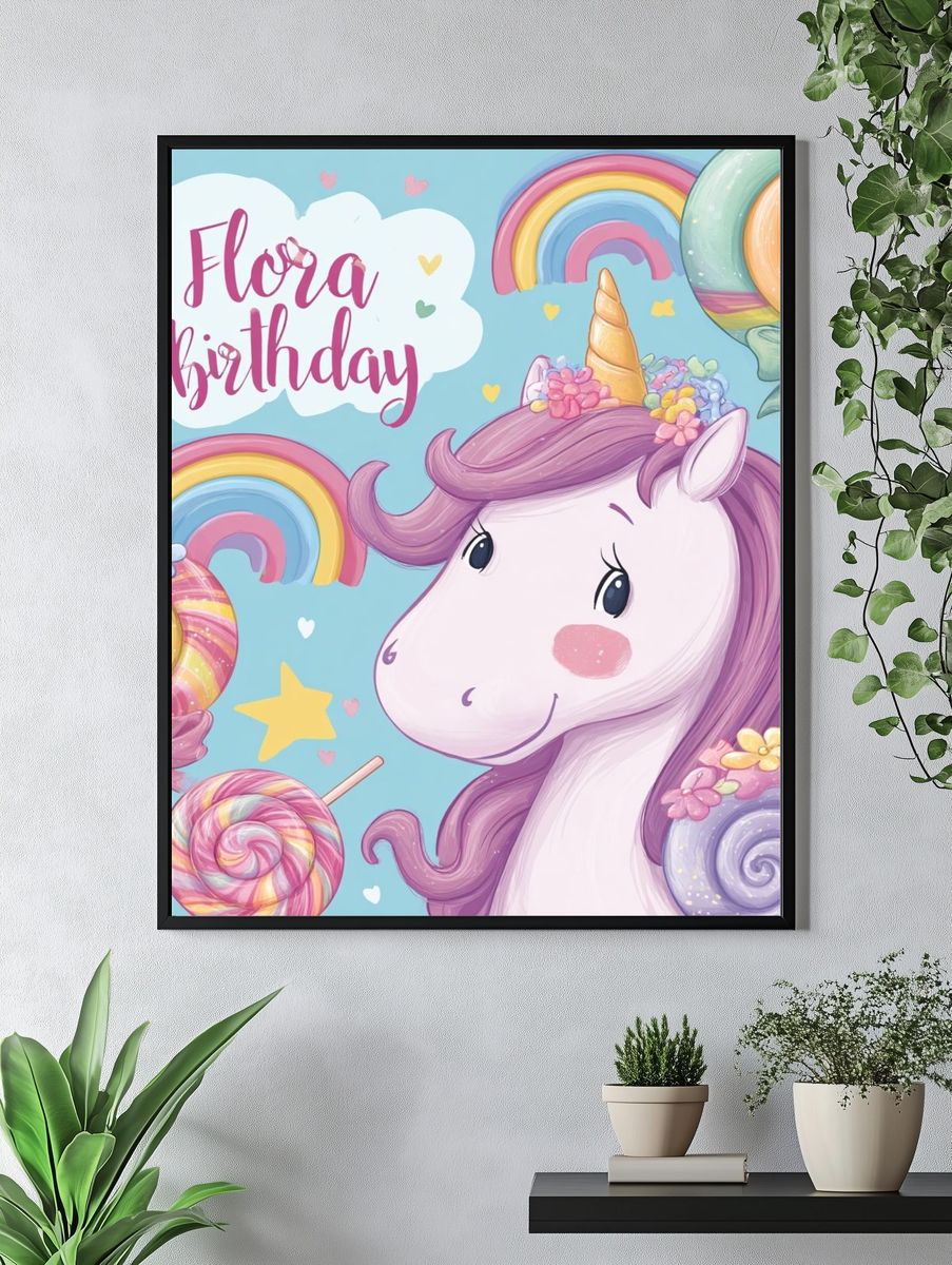 Flora Birthday Unicorn Print. — room view 4