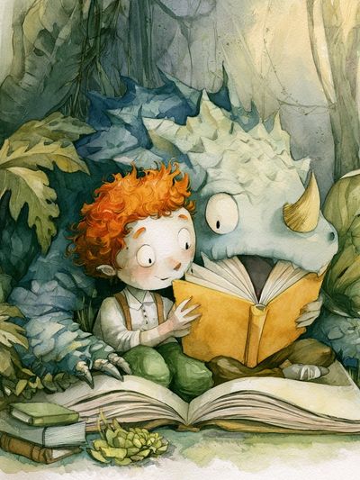 Boy and Dragon Reading Poster.