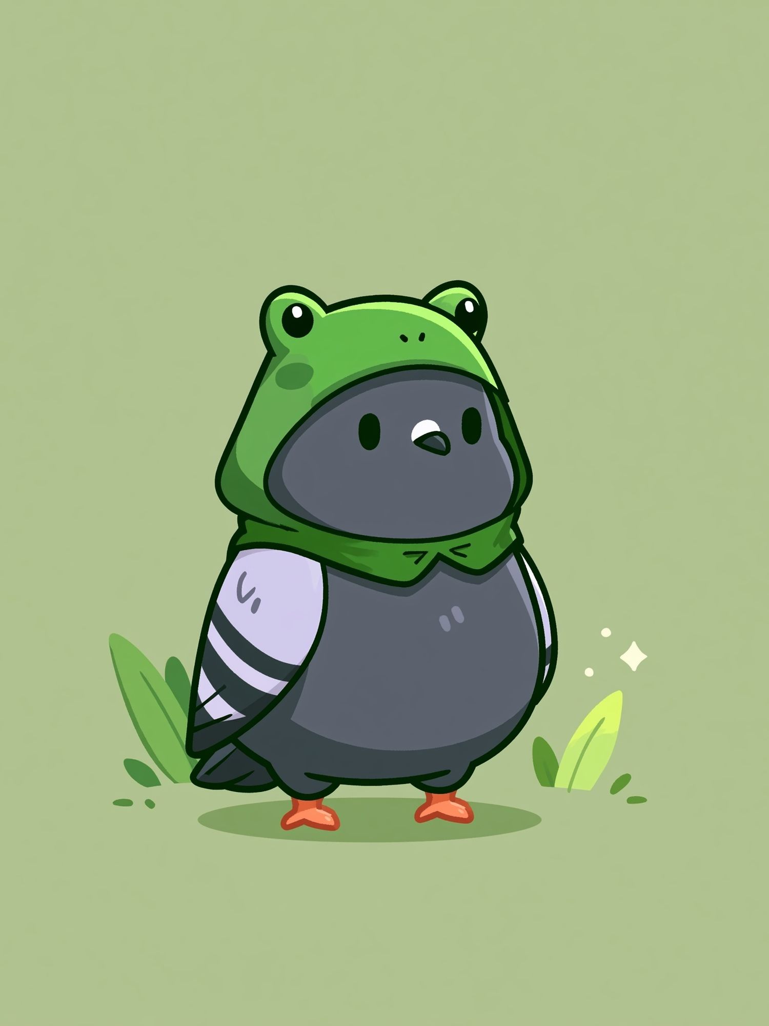 Cute Bird in Frog Hoodie Print. poster — kids art