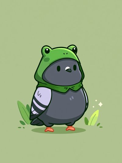 Cute Bird in Frog Hoodie Print. poster