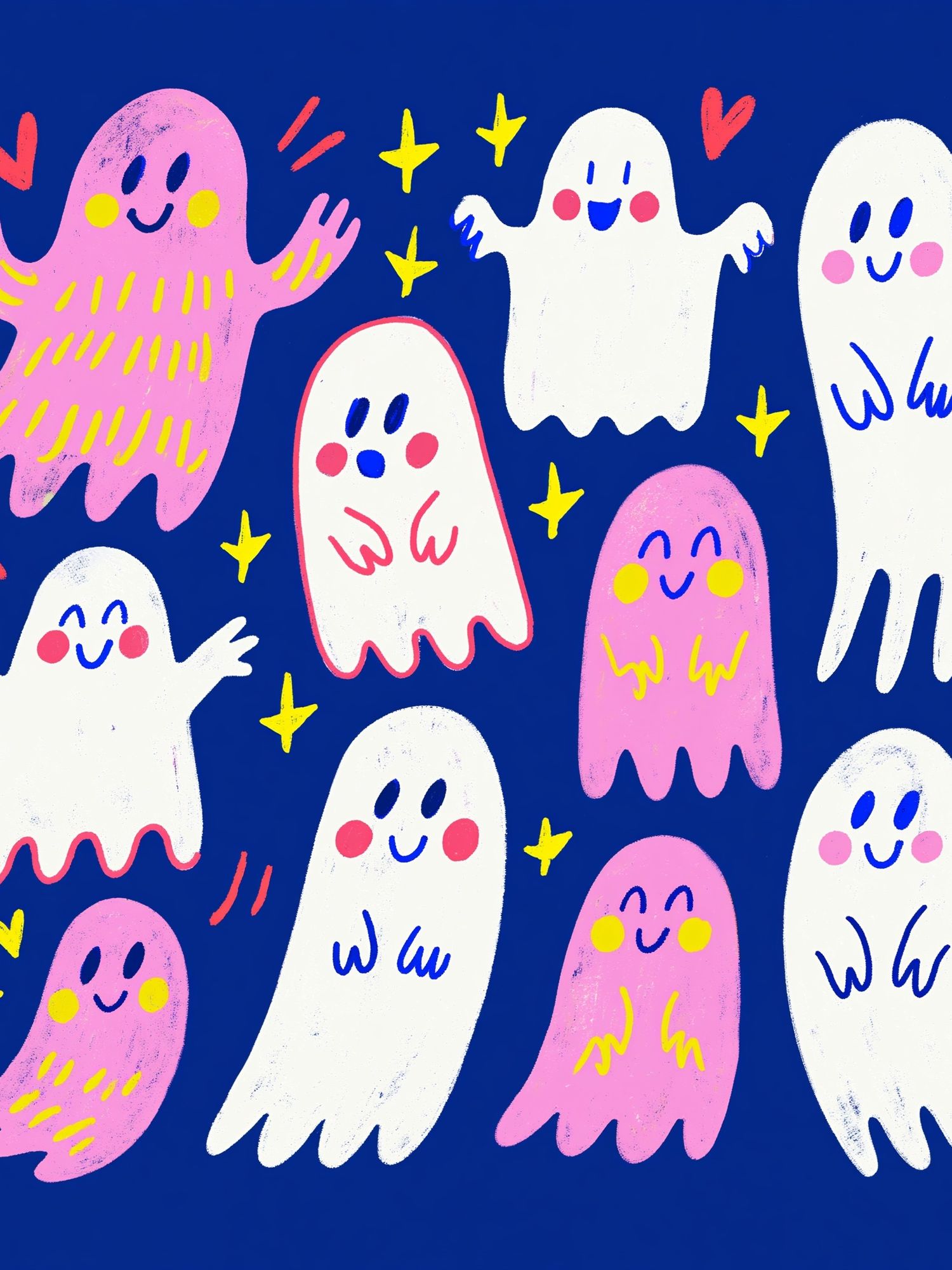 Cute Ghosts Illustration Poster. poster detail