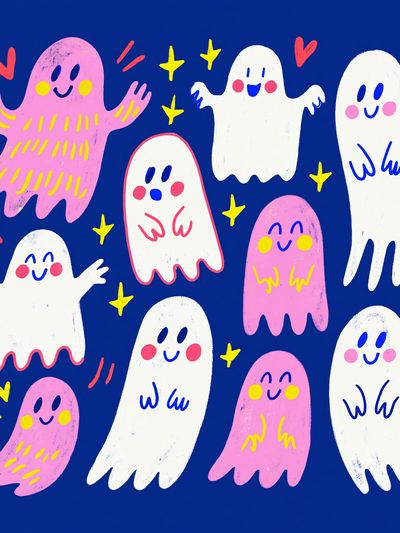 Cute Ghosts Illustration Poster. poster print