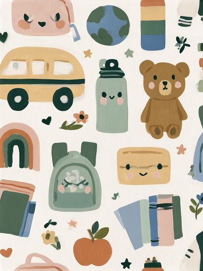 Cute School Supplies Illustration Poster. poster print