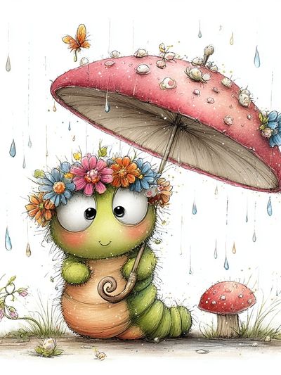Cute Caterpillar Watercolor Print. poster print