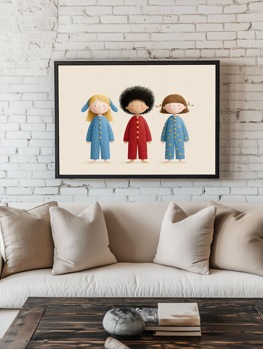 Three Children Illustration Poster. room preview