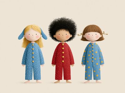 Three Children Illustration Poster. poster