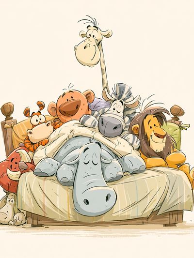 Safari Animals Bedtime Illustration Poster. poster