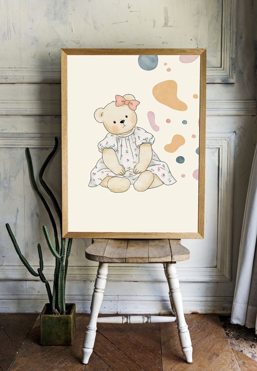 Teddy Bear Nursery Illustration Poster. — room view 1