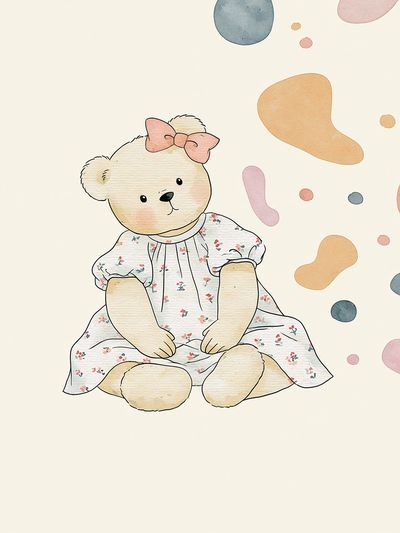 Teddy Bear Nursery Illustration Poster. poster print