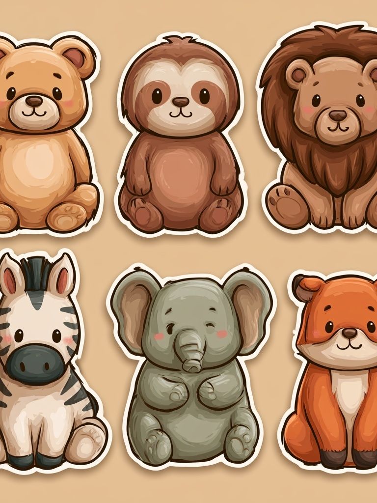 Cute Safari Animals Illustration Poster. poster detail