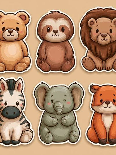 Cute Safari Animals Illustration Poster. poster