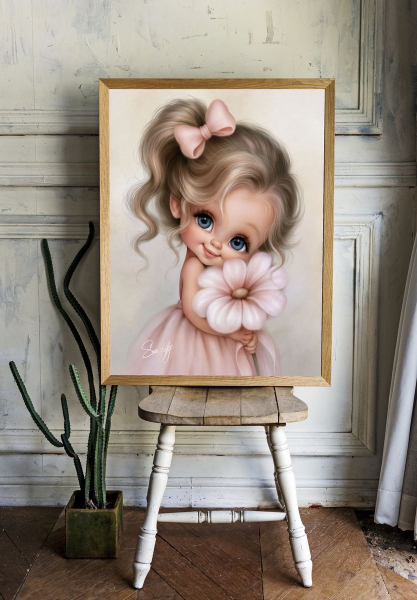 Sweet Doll Girl Illustration Poster. — room view 1