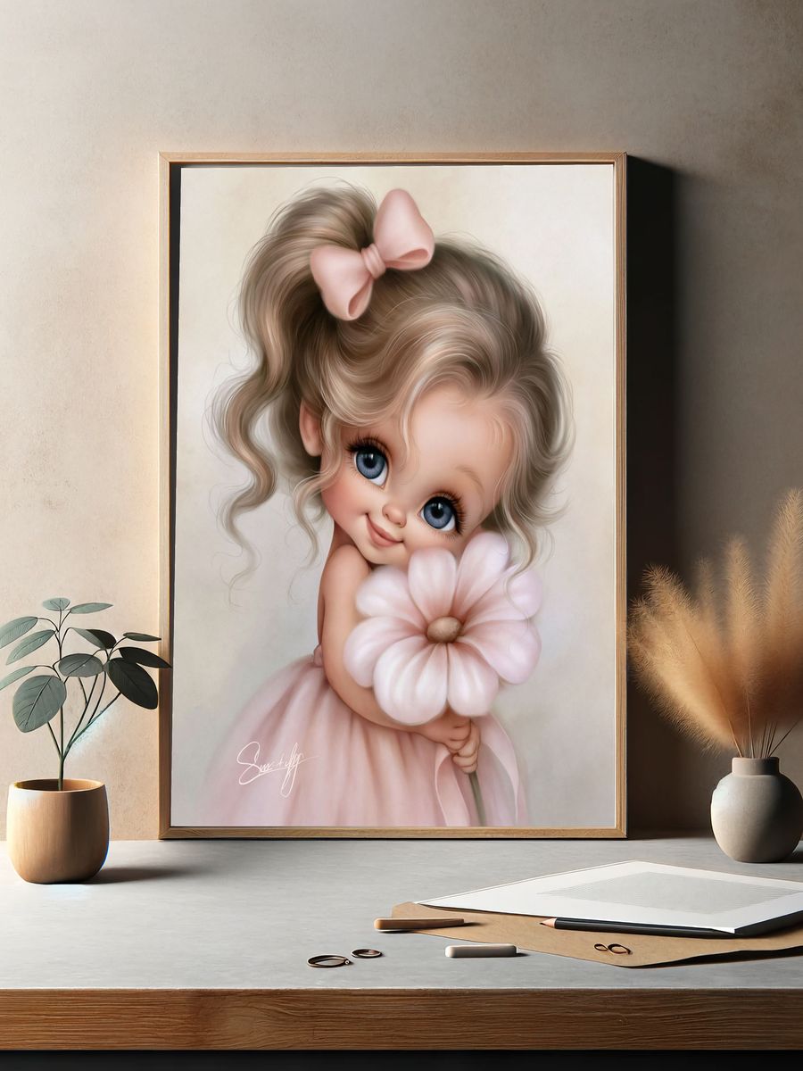 Sweet Doll Girl Illustration Poster. — room view 2