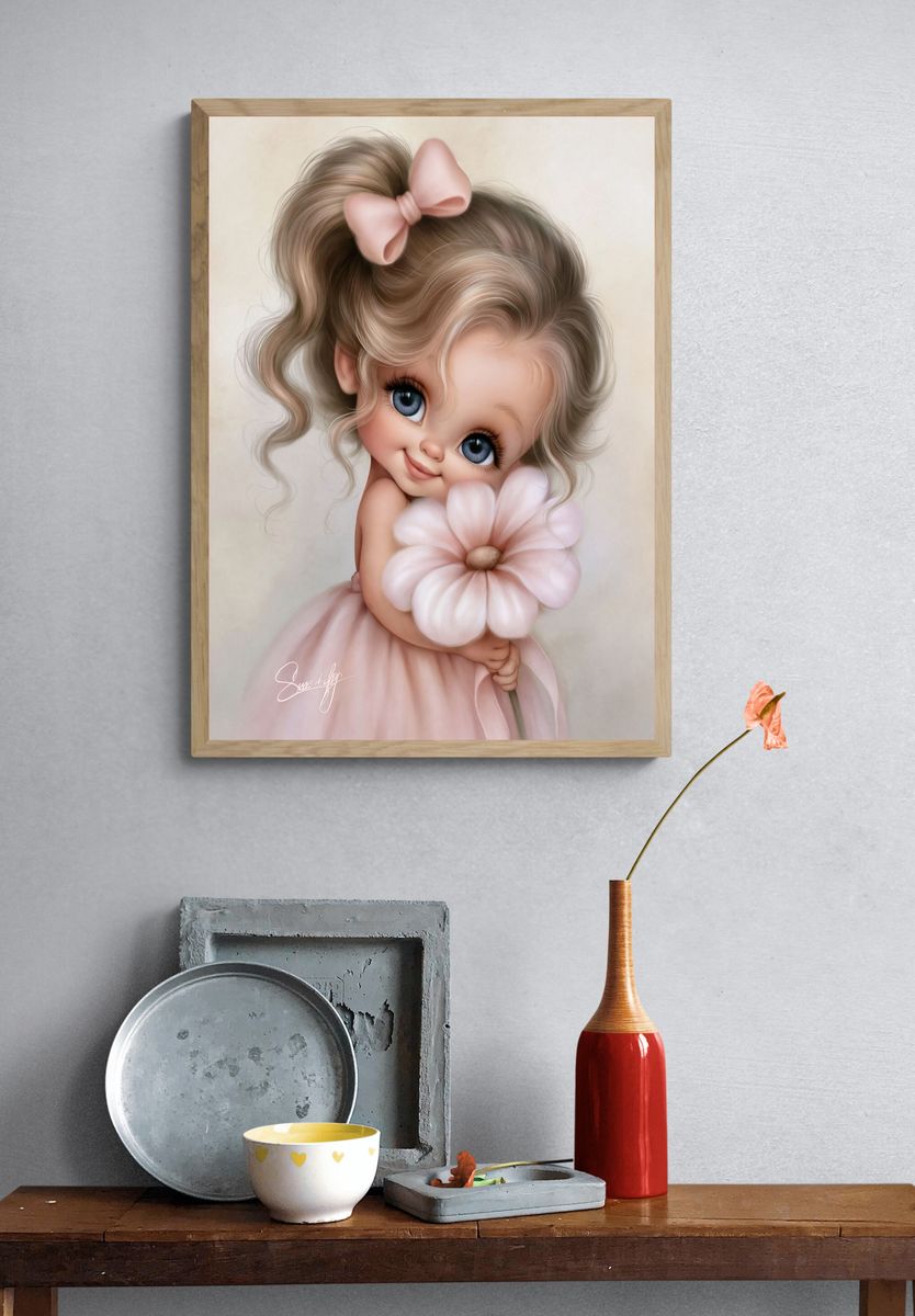 Sweet Doll Girl Illustration Poster. — room view 3