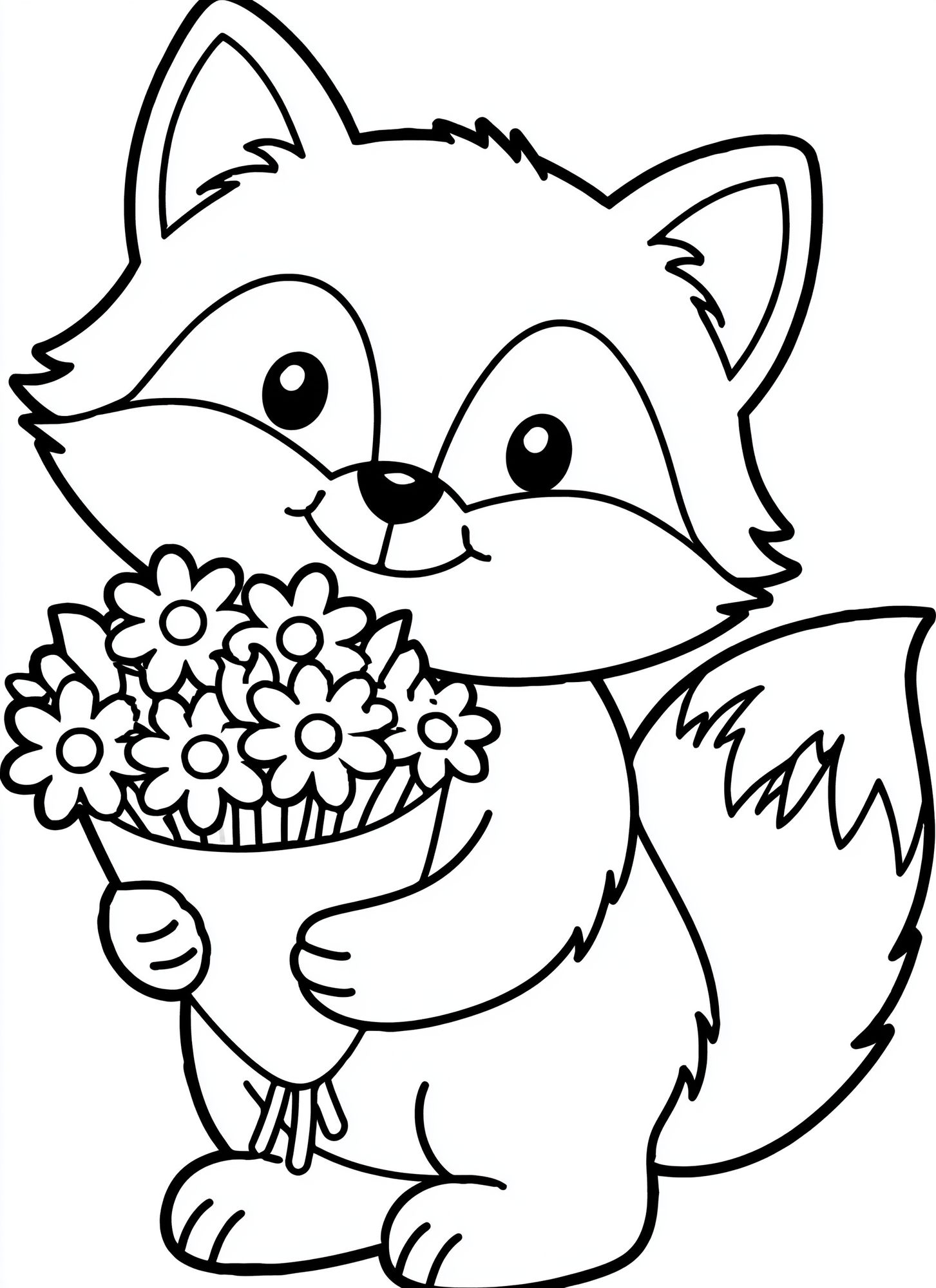 Cute Fox with Flowers Print. poster detail