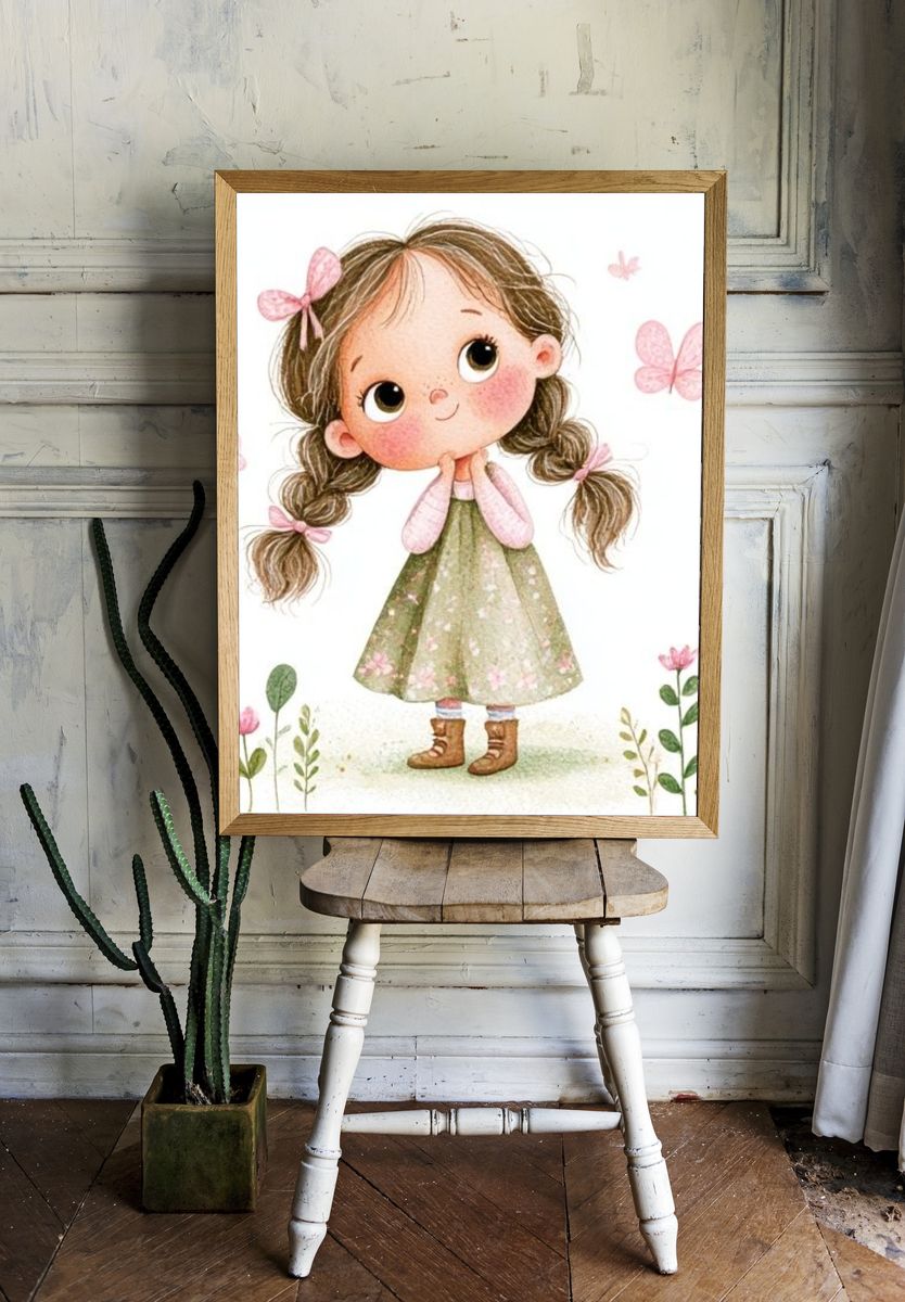 Butterfly Girl Nursery Print. — room view 1