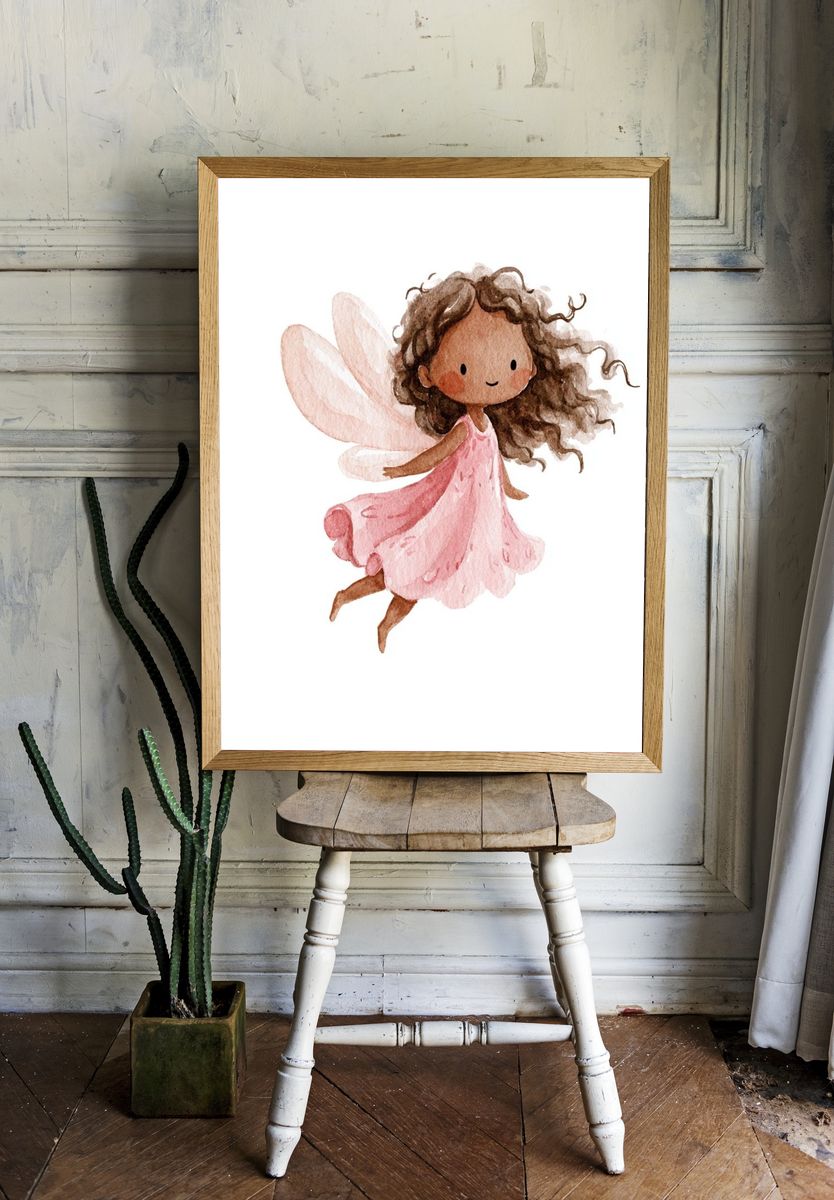 Watercolor Fairy Girl Poster. — room view 1